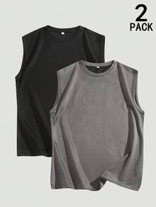 Bộ 2 áo vest không tay cổ tròn in họa tiết dành cho nam, chất liệu nhung mềm mại, chống xù lông, dễ bảo quản, kiểu dáng tối giản, cổ điển, phù hợp cho mặc hàng ngày và các buổi gặp gỡ. - Nhiều màu - Xem 11