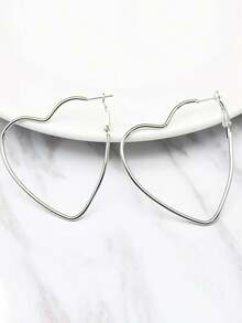 1 Pair Fashion Pleated Ribbon Golden Heart Hoop Earrings - View 4