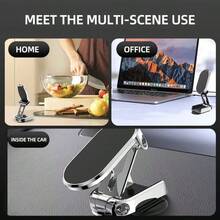 1pc Foldable Magnetic Car Phone Holder, 360° Rotatable Magnetic Phone Stand, Magnetic Dashboard Phone Mount, Suitable For All Smartphones (Silver + Black) - Multicolor - View 10