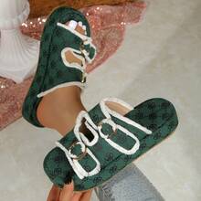 Giày sandal cao gót nữ kiểu dáng cổ điển, thanh lịch, đính ren rơm và ngọc trai giả, chống thấm nước, đế dày, thoải mái, không gây mỏi chân, thích hợp cho kỳ nghỉ, hàng ngày, tiệc tùng, quà tặng mùa hè. - Màu xanh Bạc hà - Xem 1
