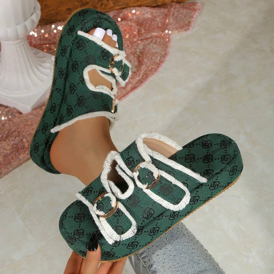 Giày sandal cao gót nữ kiểu dáng cổ điển, thanh lịch, đính ren rơm và ngọc trai giả, chống thấm nước, đế dày, thoải mái, không gây mỏi chân, thích hợp cho kỳ nghỉ, hàng ngày, tiệc tùng, quà tặng mùa hè. - Màu xanh Bạc hà - Xem 1