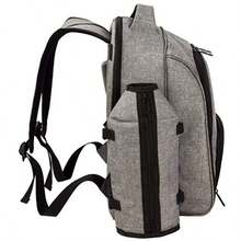 Hap Tim Mochila de picnic para 4 personas con juego de cubiertos compartimento refrigerador botella desmontable soporte para vino manta de forro polar ideas lista de boda gris 3263 - Gris1 - Ver 7