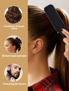 1/2pcs Leopard Print Pointed Tail Brush And New Upgrade Curl Defining Brush Set, A Vintage-Style Men's Hairbrush And Beard Comb, Perfect For Styling Ponytails And Buns, And For Taming Frizzy Hair, Leopard Print, Suitable For Home And Salon Use, Smooth Comb Teeth, Can Create Various Hairstyles, Hair Comb - Multicolor - View 6