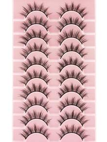 10pairs Super Fluffy False Eyelashes With 6D Natural Lashes Manga Eyelashes - Multicolor - View 4