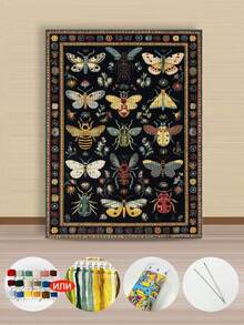 1件 30*40cm/11.8*15.7in 蝴蝶主題成人初學者 11CT/14CT 印花十字繡DIY套件 刺繡套裝 適合臥室與客廳牆面裝飾 絕佳禮物 - A - 查看 3