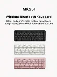 Logitech Keyboard kantor senyap, desain ramping dan portabel, koneksi Bluetooth stabil, pasang dan mainkan, tombol nyaman, tahan lama, cocok untuk penggunaan di rumah dan kantor. - View 1
