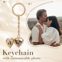 1 pieza Llavero personalizado con foto, regalo del Día del Padre, llavero con foto en forma de corazón, llavero con foto grabada por láser en acero inoxidable, joyería de acero inoxidable con foto grabada, regalo conmemorativo, llavero de coche, regalo para papá - Multicolor - Ver 5