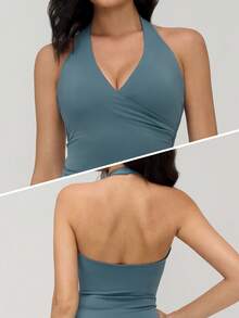 MASKERT Women's Camisole, Sports Camisole, Spaghetti Strap Camisole, Workout Camisole, Fitness Camisole, Loungewear Camisole, Commuter Camisole, Tennis Camisole, Running Camisole, Skin-Friendly & Comfortable - Dusty Blue - View 4