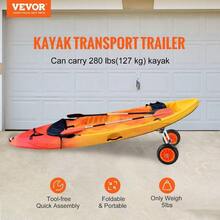 Heavy Duty Kayak Cart, 280lbs Load Capacity, Detachable Canoe Trolley Cart With 10'' Solid Tires, Adjustable Width Top Foam Kayaks With Drain Holes Of 2.54 And Above - Default - View 3