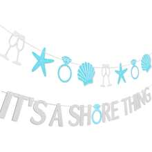 ROARING GOOD TIME RGT It's A Shore Thing Banner Shells Beach Bachelorette Party Decorations Tropical Beach Bachelorette Bridal Shower Nautical Coastal Bachelorette Party Garland Banner For Beach Bach Last Toast On The Coast Banner - Xem 1