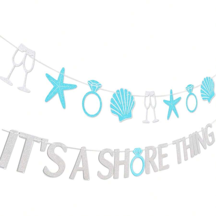 ROARING GOOD TIME RGT It's A Shore Thing Banner Shells Beach Bachelorette Party Decorations Tropical Beach Bachelorette Bridal Shower Nautical Coastal Bachelorette Party Garland Banner For Beach Bach Last Toast On The Coast Banner - Xem 1