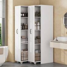 Étagère extensible à roulettes – 4 tablettes, réversibles gauche/droite, en MDF, charge maximale de 20 kg par tablette, utilisable dans la salle de bain, la cuisine ou le salon, coloris blanc. - Blanc 1 pièce - Voir 4