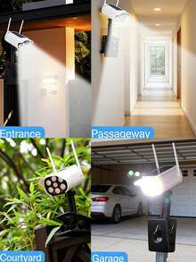4/2/1pc Solar-Powered Human-Sensing Clip-On Surveillance Lamp - No Installation Required. 66 LEDs, IP65 Rating, 1500mAh Capacity. Dual Charging Via Solar And Type-C Ports. Suitable For Use In Home Gardens, Courtyards, Roads, Doorways, Etc. - Multicolor - View 9