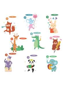 Kids Early Education English Cartoon Stickers, Decorative Wall Stickers For Children's Room, Fun Language Theme, Self-Adhesive, Suitable For Kindergarten And Classroom Decoration, Removable Colorful Educational Design, Learning Wall Stickers - Early Childhood English Education - View 5