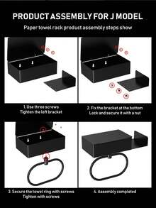 Flexible Foldable Towel Ring With Storage, No Drilling Required Bathroom Towel Rack For Towels, Toiletries Etc., Wall-Mounted Towel Holder, Bathroom Accessories - Black - View 11