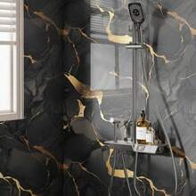 1卷黑色金边大理石纹乙烯基自粘墙纸，可移除，防水，防油，耐热，适用于厨房台面、浴室橱柜和家具装饰 - 易于安装和拆卸，厨房台面保护膜 - 彩色 - 查看 15