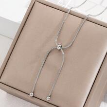 新款女士可调节项链，简约奢华设计，不褪色锁骨链 - 銀色 - 查看 7