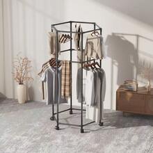 Clothes Rack For Handing, Rod Garment Rolling Closet Clothing Organizer, Chrome - màu đen - Xem 6