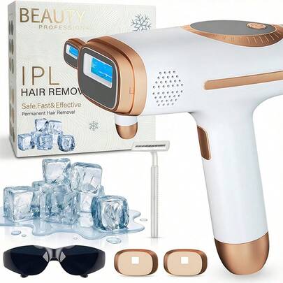 Home IPL Hair Remover, Cool Contact, Painless And Long-Lasting Results, Suitable For Men And Women, For Full Body Use On Legs, Bikini Area, And Underarms