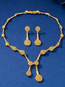 3件套几何不规则新娘女士时尚水晶优雅首饰，适合高端晚宴、高端晚礼服、婚礼。 - 耳環+項鍊 - 查看 9