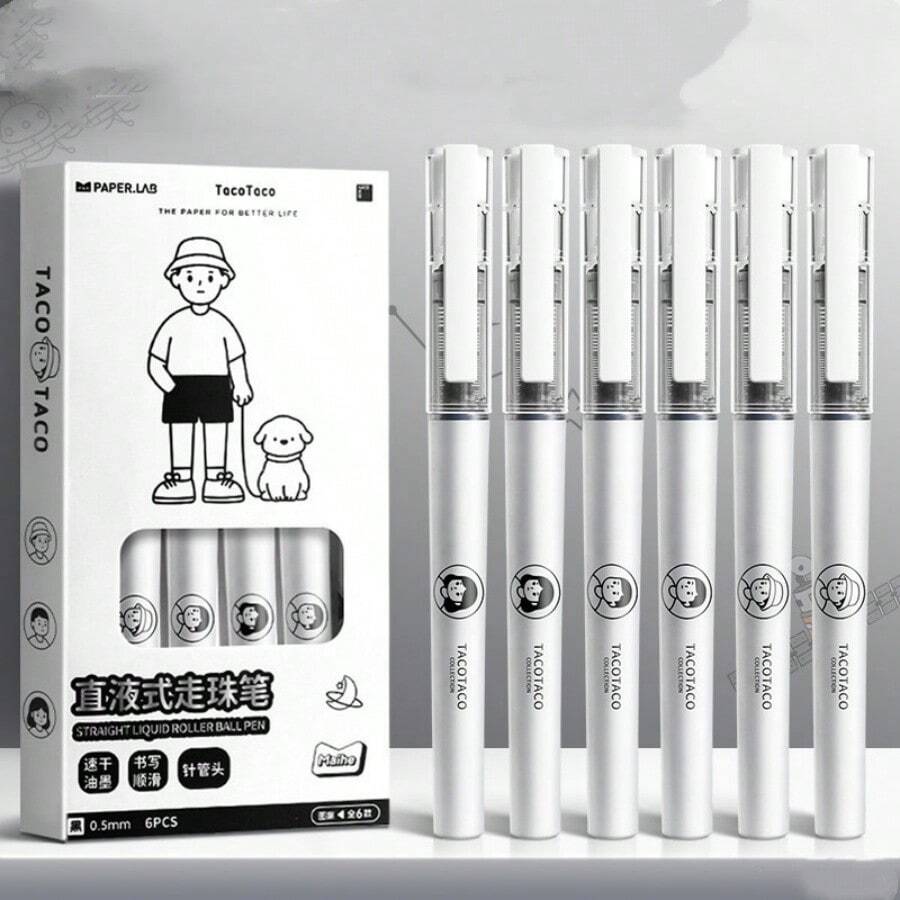 INS风格高品质速干中性笔，适用于考试和作业。TacoTaco液体墨水走珠笔，办公学习文具。 - 長方形 - 查看 1