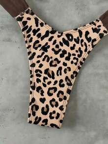 New Leopard Print Ruched Sexy Elegant Beach Vacation Party Bikini Set For Women, Spring/Summer - Multicolor - View 6
