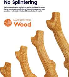 Outward Hound By Super Dogwood Juguete Masticable Duradero para Perros, Extra Pequeño - Palito Masticable Duradero Hecho con Madera Real - Fabricado en EE. UU., XS - ColorA - Ver 6