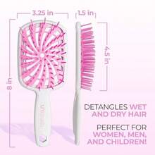 FI eat UN Plus - Cepillo rizado para denredar suavemente y eficazmente en tos de callo frági úmedos o cos cepillo denrete con 84 cerdas Ultr ultraliro ventilado - Chicle - Ver 5