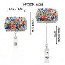 1pc Acrylic Retractable ID Card Holder, Classic 250th Independence Day Commemorative Gift - Multicolor - View 2