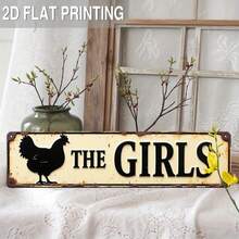 3.9*15.7 Inch 2D Flat Vintage Chicken Silhouette Metal Sign, Rustic Farmhouse Style Long Wall Decor, Durable Iron Material Easy To Hang, Suitable For Kitchen Bedroom Front Door Garden Bar Cafe Soft Decoration, Pastoral Home Art Decor, Housewarming Store Opening Birthday Summer Yard Atmosphere Creative Gift - Multicolor - View 5