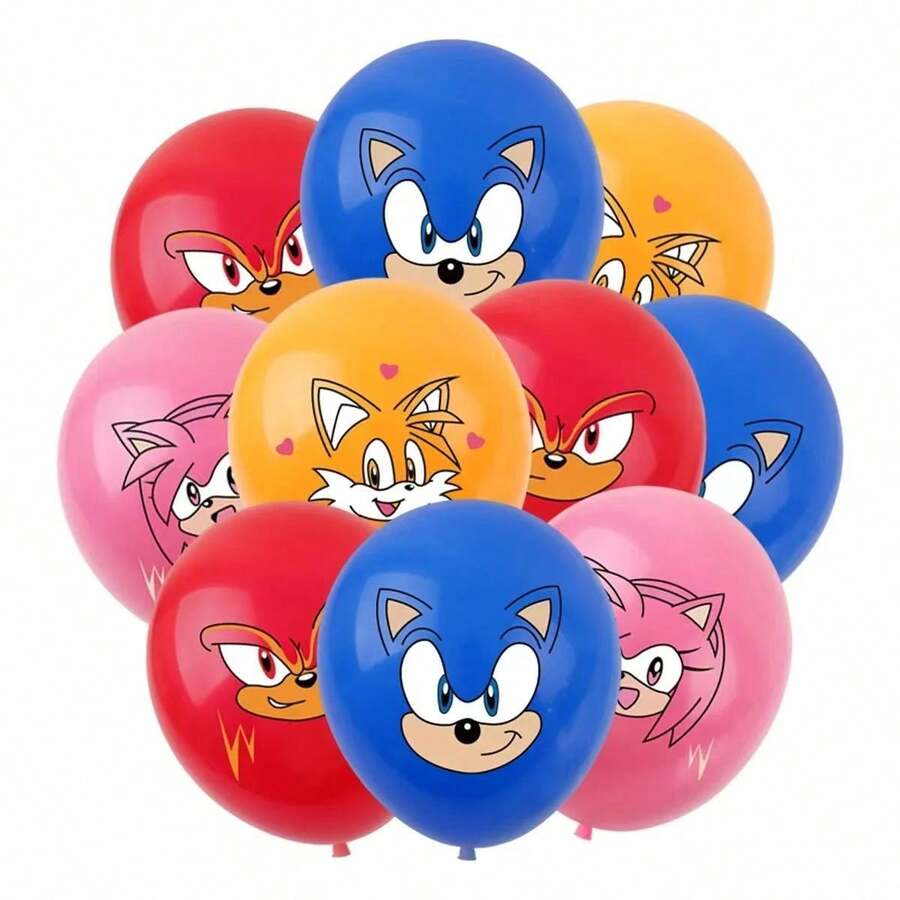 Hedgehog Blue Cartoon Character Latex Balloon Set, Cartoon Action Figure, Cartoon Game Theme Party Decor - View 1