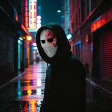 1个血腥杀手曲棍球面具，万圣节派对服装配饰 - 查看 4