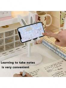 1 Piece / Cute Desktop Phone Stand, Adjustable Bunny-Shaped Phone Stand - The Perfect Companion For A Student's Desk, Suitable For Lazy Moments, And The Best Birthday And Graduation Gift Among Desktop Accessories. - 白色 - 查看 10