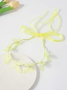 1pc Ethereal Sweet Fabric Mesh Butterfly Ribbon Headband - Yellow - View 4
