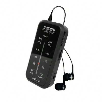 INDIN Portable Radio, Supports AM/FM Stereo, Personal Pocket Radio With Headphone Jack, Powered By 2 AAA Batteries, Wide Reception Range, Suitable For Indoor, Outdoor And Emergency Use
