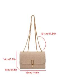 Túi xách nữ nhỏ hình vuông có nắp gập, túi đeo vai thời trang có dây xích, túi đeo dưới cánh tay, túi đeo chéo đa năng tiện dụng cho việc đi lại. - Vàng - Xem 6