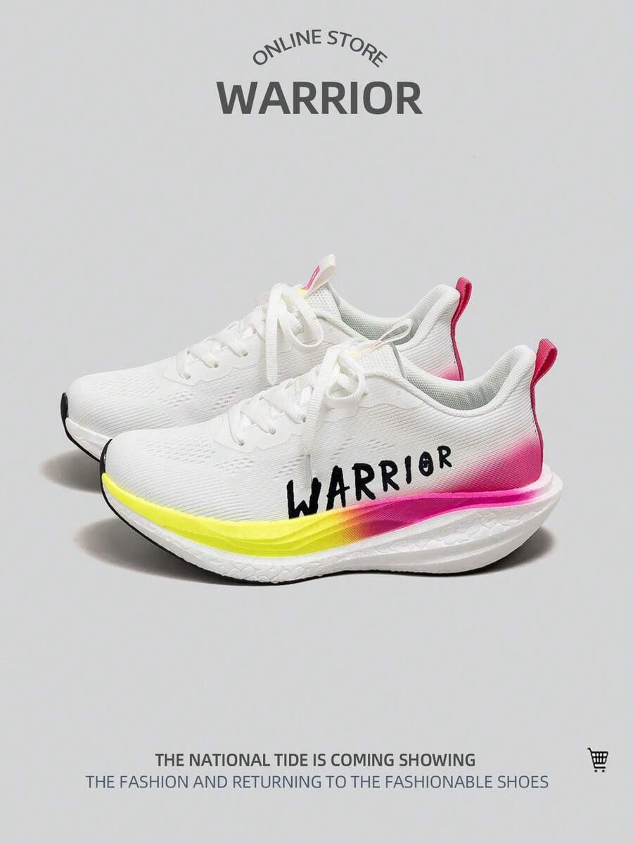 WARRIOR 1 Pair Colorblock Casual Sneakers, Low-Top Daily Sports Shoes - White and Black Powder - View 1