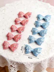 10 chiếc kẹp tóc nơ lấp lấp lánh 6cm màu xanh hồng, kẹp tóc mái lệch, phụ kiện tóc thời trang - Nhiều màu - Xem 3