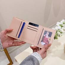 Cartera pequeña con estrella plateada, cartera trifold de mujer, cartera minimalista versátil - Multicolor - Ver 5