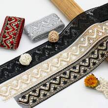 10 thước vải ren voan gợn sóng thêu, rộng 5cm, vật liệu may vá thủ công dùng để viền quần áo, phụ kiện tóc, trang trí nhà cửa, trang trí ngày lễ. - 10 thước ren thêu - Xem 1