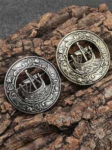 1 chiếc ghim cài áo kim loại hình tàu chiến Celtic Viking thời trang mới, kiểu dáng retro dành cho nam và nữ, họa tiết sóng rune, thích hợp làm quà tặng dự tiệc hoặc ngày lễ. - Thời trang - Xem 7
