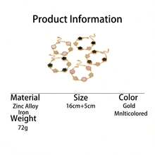 Bộ 5 vòng tay charm hình cỏ ba lá lấp lánh nhiều màu sắc sang trọng, bộ vòng tay thanh lịch và ngọt ngào dành cho nữ, thích hợp để đeo chồng lên nhau hoặc phối hợp. - Nhiều màu - Xem 7