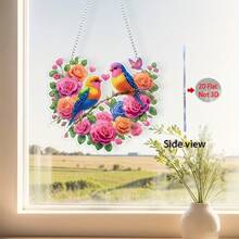 2D/Plano Decoração Pendente de Diamante Assimétrico DIY - Floral, Pássaro, Coração, Adequado para Decoração Residencial e de Escritório - A - Visão 5