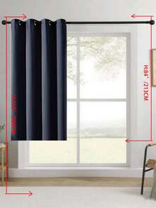 1pc Solid Color Polyester Curtains, Energy Blackout Light Blocking Thermal Insulated Curtains For Kitchen, Dining Room, Living Room, Bedroom, Study Room In Black, Deep Grey - Navy Blue - View 31