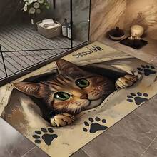 1pc Cat Pattern Design, Kitchen Decor, Home Decor, Decorative Mat, Fashion Doormat, Multi-Purpose Mat, Kitchen Floor Mat, Kitchen Mat Set, Kitchen Floor Protector, Comfort Standing Mat, Living Room Bedroom Bathroom Laundry Office Area Rug, Home Decoration Indoor - Multicolor - View 2