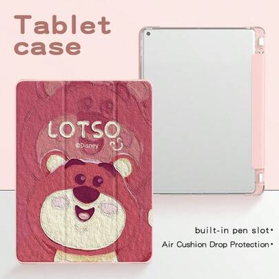  Ốp bảo vệ máy tính bảng Disney, họa tiết Gấu Dâu, tương thích với iPad Pro 13/12.9/11/10.5/10.2/9.7/8.3/7.9 inch, tương thích với các dòng M5/M4/M3/M2 năm 2025/2024/2023/2022/2021, tương thích với iPad Air 2/3/4/5/6/7, tương thích với iPad 5/6/7/8/9/10/11 năm 2017/2018/2019/2020, iPad Mini 4/5/6/7, thiết kế hoạt hình dễ thương dành cho nữ, có thể gập lại, ốp mềm chống sốc hai mặt.
