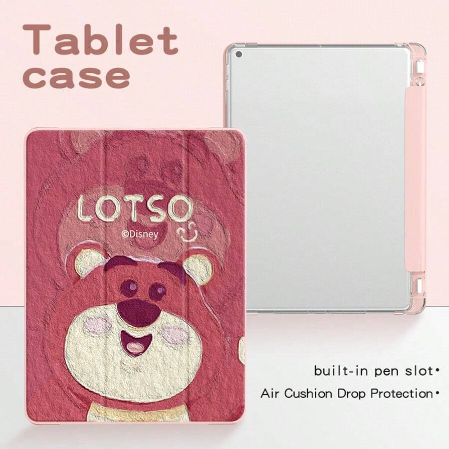 Ốp bảo vệ máy tính bảng Disney, họa tiết Gấu Dâu, tương thích với iPad Pro 13/12.9/11/10.5/10.2/9.7/8.3/7.9 inch, tương thích với các dòng M5/M4/M3/M2 năm 2025/2024/2023/2022/2021, tương thích với iPad Air 2/3/4/5/6/7, tương thích với iPad 5/6/7/8/9/10/11 năm 2017/2018/2019/2020, iPad Mini 4/5/6/7, thiết kế hoạt hình dễ thương dành cho nữ, có thể gập lại, ốp mềm chống sốc hai mặt. - Hồng 2 - Xem 1