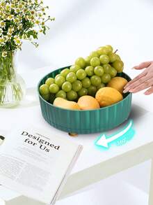 1个多功能调料收纳盒、化妆品收纳盒、360°旋转透明桌面转盘、水果托盘 - 彩色 - 查看 5