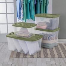 120 Quart Extra Large Clear Storage Bin With Full Grip Handles, Heavy Duty EZ Carry Plastic Organizer Container, Green - 單身的 - 查看 4