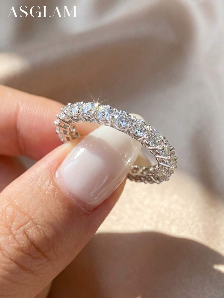 1pc Moissanite Engagement Ring & Wedding Ring, 925 Sterling Silver Elegant Solitaire Ring, Luxury Jewelry Gift For Women